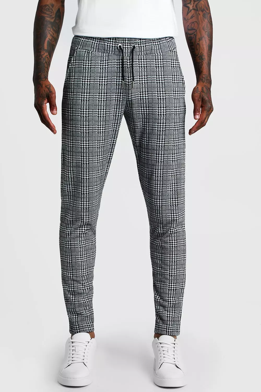 Smart Checked Jogger Trouser boohooMAN UK